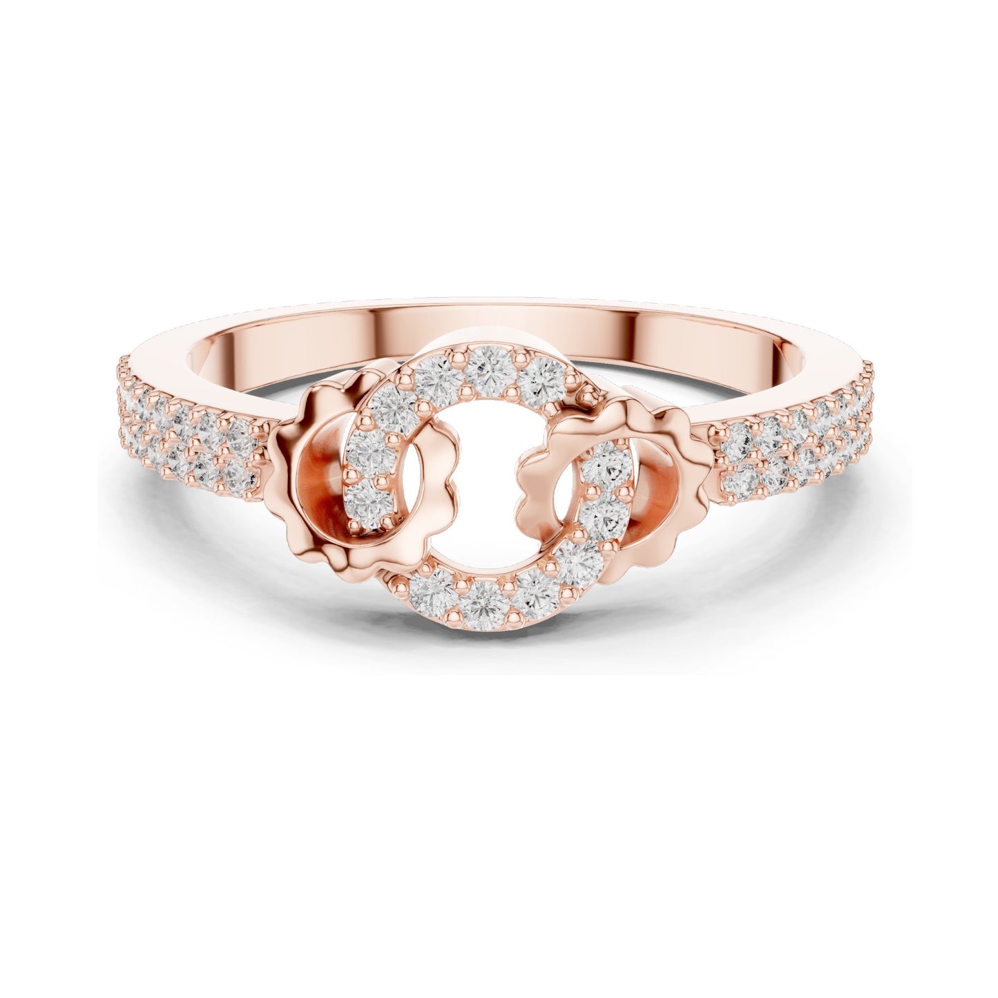 0.254 CT Lab Diamond Floral Circle Ring for Women | VVS-VS EF Clarity | 18KT, 14KT, 10KT Gold & 925 Silver | Rose, Yellow, White Gold & Moissanite Options