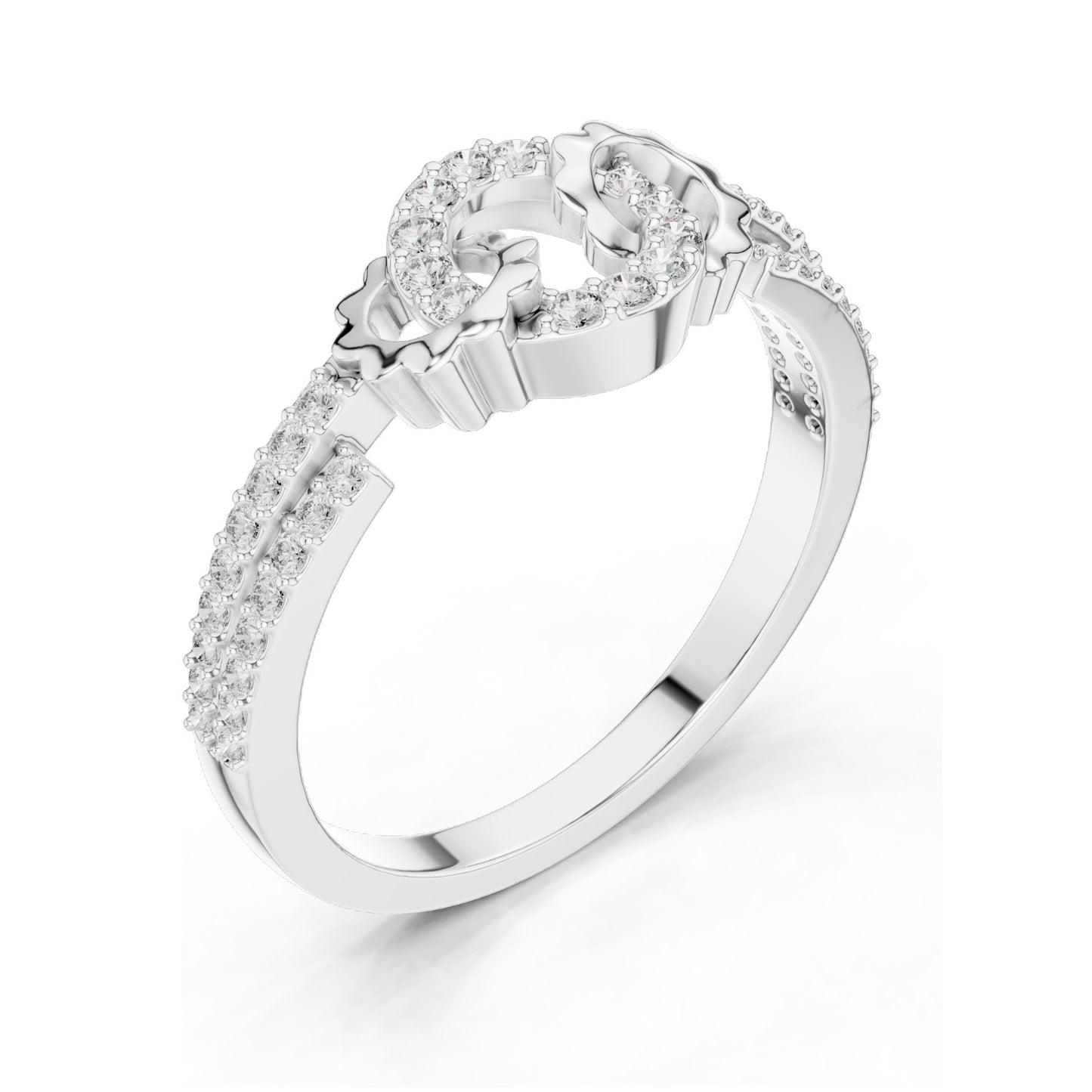 0.254 CT Lab Diamond Floral Circle Ring for Women | VVS-VS EF Clarity | 18KT, 14KT, 10KT Gold & 925 Silver | Rose, Yellow, White Gold & Moissanite Options