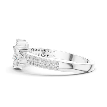0.254 CT Lab Diamond Floral Circle Ring for Women | VVS-VS EF Clarity | 18KT, 14KT, 10KT Gold & 925 Silver | Rose, Yellow, White Gold & Moissanite Options