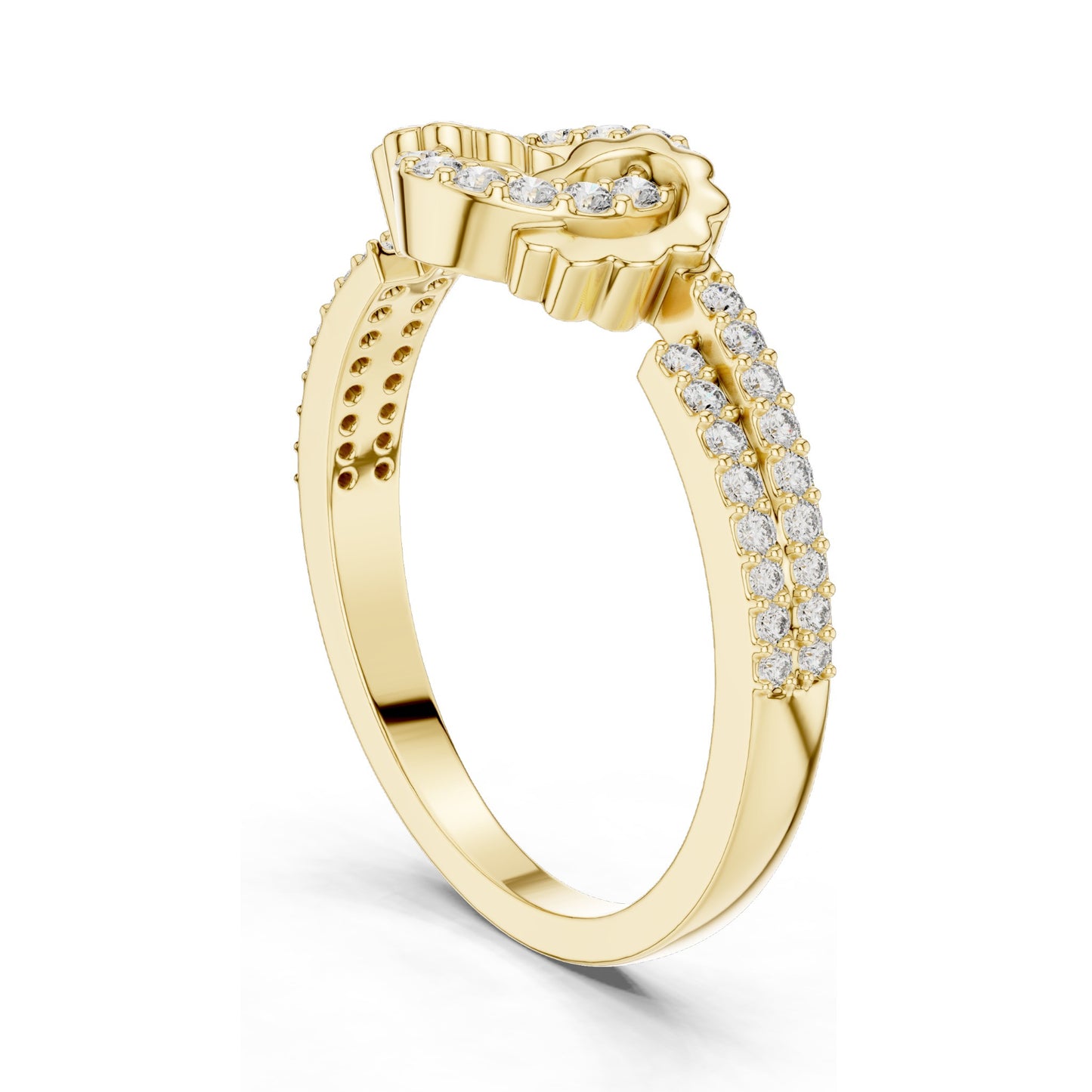 0.254 CT Lab Diamond Floral Circle Ring for Women | VVS-VS EF Clarity | 18KT, 14KT, 10KT Gold & 925 Silver | Rose, Yellow, White Gold & Moissanite Options