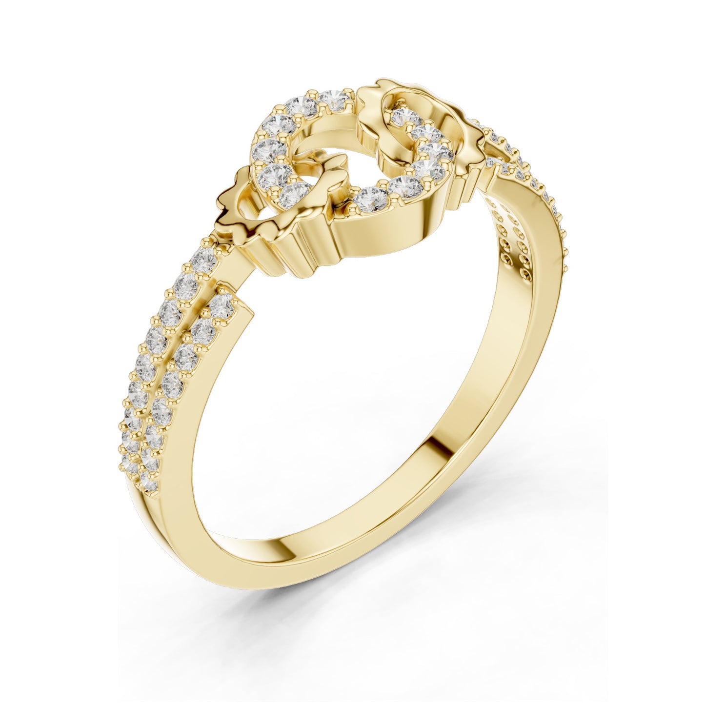 0.254 CT Lab Diamond Floral Circle Ring for Women | VVS-VS EF Clarity | 18KT, 14KT, 10KT Gold & 925 Silver | Rose, Yellow, White Gold & Moissanite Options