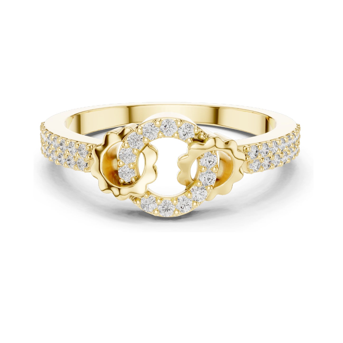 0.254 CT Lab Diamond Floral Circle Ring for Women | VVS-VS EF Clarity | 18KT, 14KT, 10KT Gold & 925 Silver | Rose, Yellow, White Gold & Moissanite Options