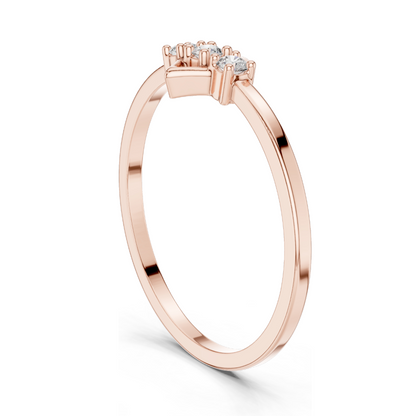 0.075 CT Lab Diamond Three-Stone Ring for Women | VVS-VS EF Clarity | 18KT, 14KT, 10KT Gold & 925 Silver | Rose, Yellow, White Gold & Moissanite Options