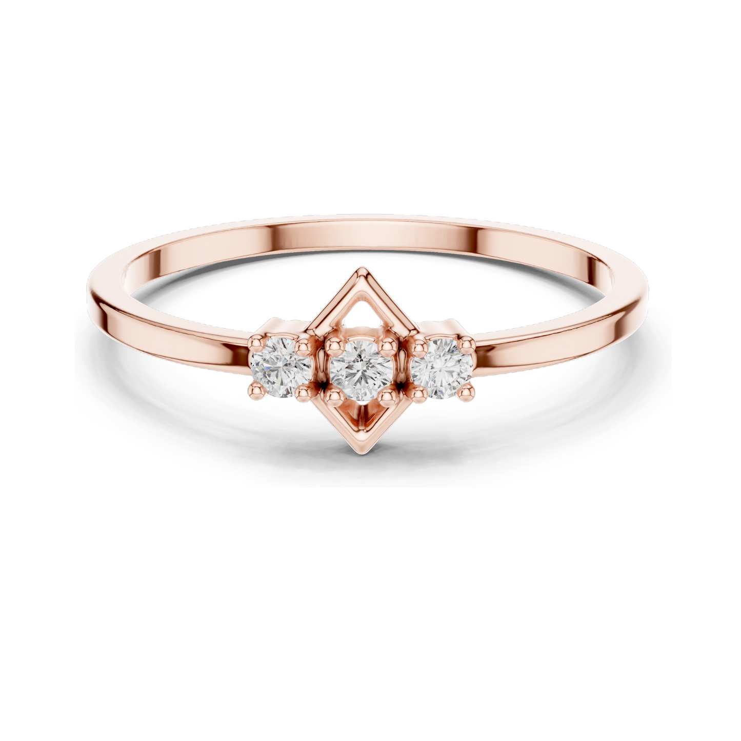 0.075 CT Lab Diamond Three-Stone Ring for Women | VVS-VS EF Clarity | 18KT, 14KT, 10KT Gold & 925 Silver | Rose, Yellow, White Gold & Moissanite Options