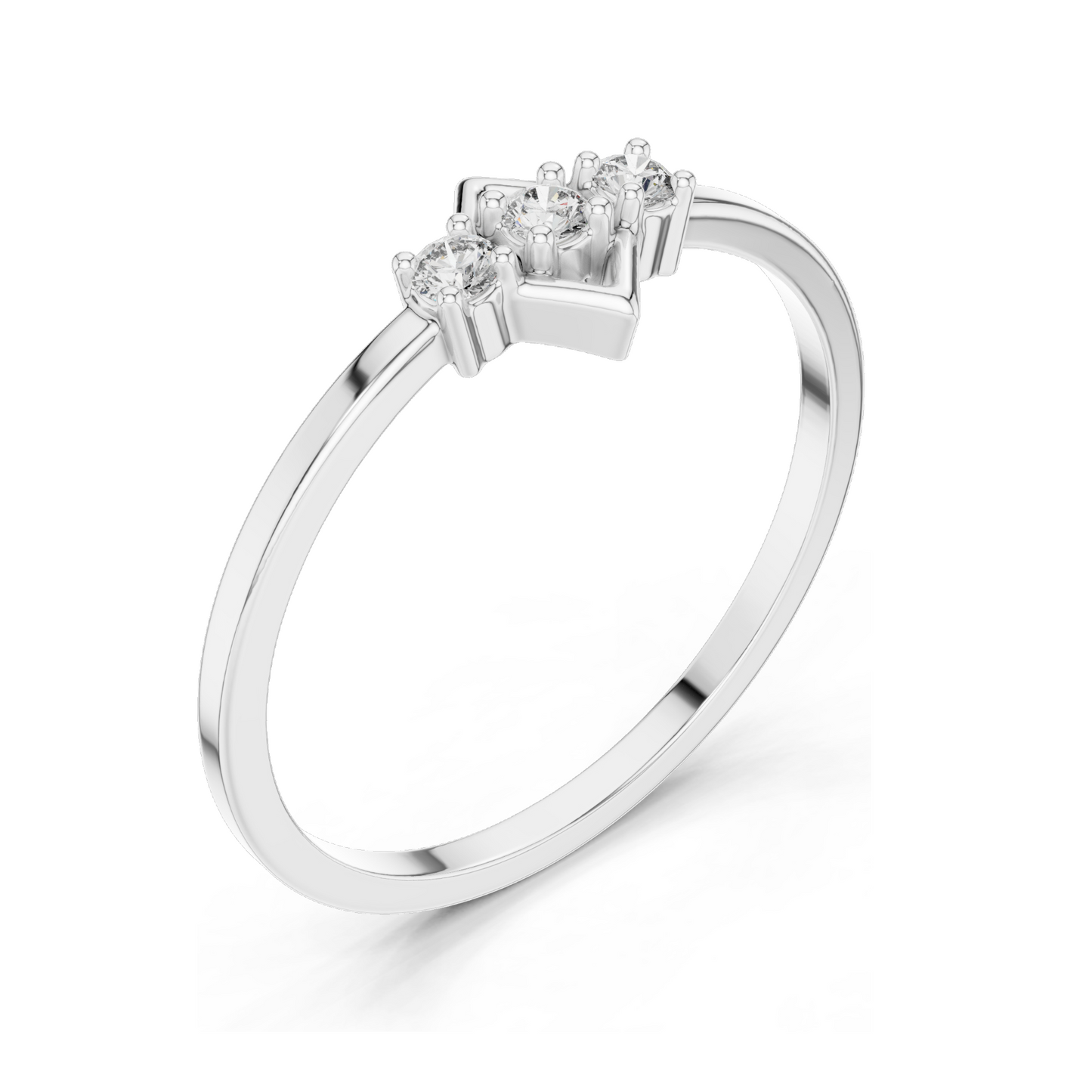 0.075 CT Lab Diamond Three-Stone Ring for Women | VVS-VS EF Clarity | 18KT, 14KT, 10KT Gold & 925 Silver | Rose, Yellow, White Gold & Moissanite Options