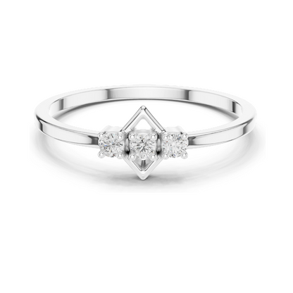 0.075 CT Lab Diamond Three-Stone Ring for Women | VVS-VS EF Clarity | 18KT, 14KT, 10KT Gold & 925 Silver | Rose, Yellow, White Gold & Moissanite Options