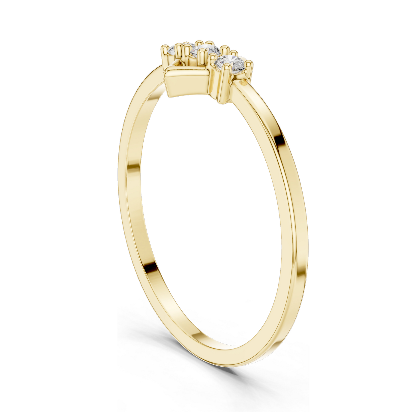 0.075 CT Lab Diamond Three-Stone Ring for Women | VVS-VS EF Clarity | 18KT, 14KT, 10KT Gold & 925 Silver | Rose, Yellow, White Gold & Moissanite Options