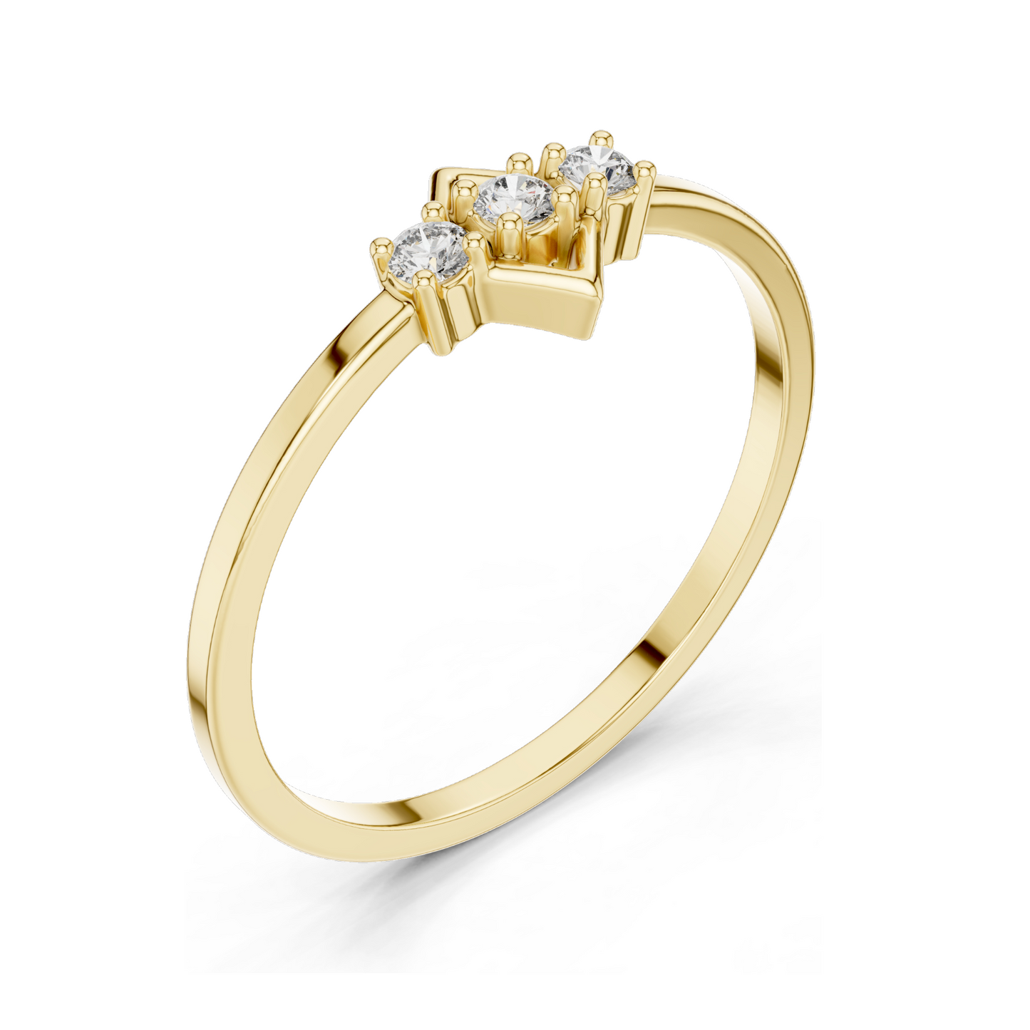 0.075 CT Lab Diamond Three-Stone Ring for Women | VVS-VS EF Clarity | 18KT, 14KT, 10KT Gold & 925 Silver | Rose, Yellow, White Gold & Moissanite Options