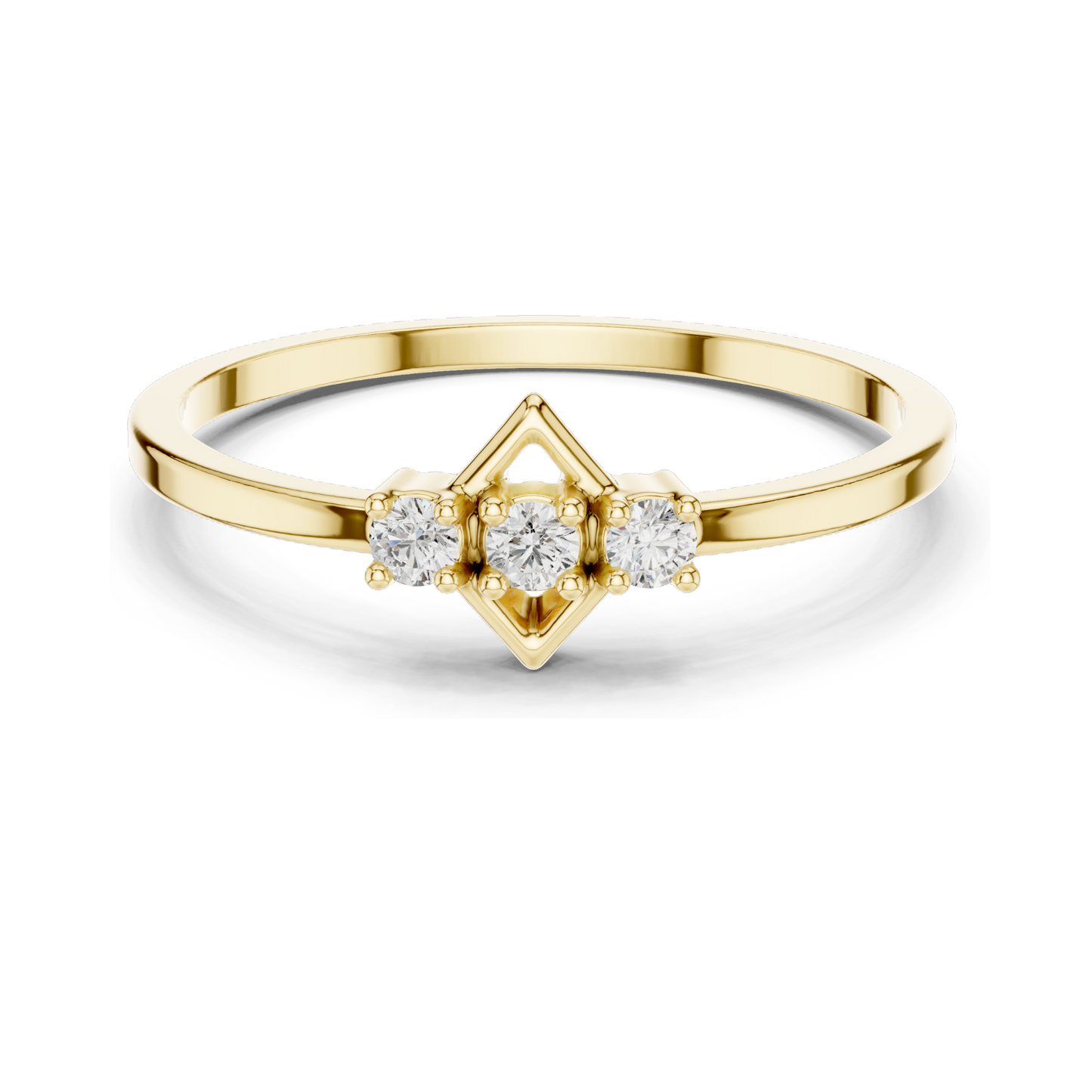 0.075 CT Lab Diamond Three-Stone Ring for Women | VVS-VS EF Clarity | 18KT, 14KT, 10KT Gold & 925 Silver | Rose, Yellow, White Gold & Moissanite Options