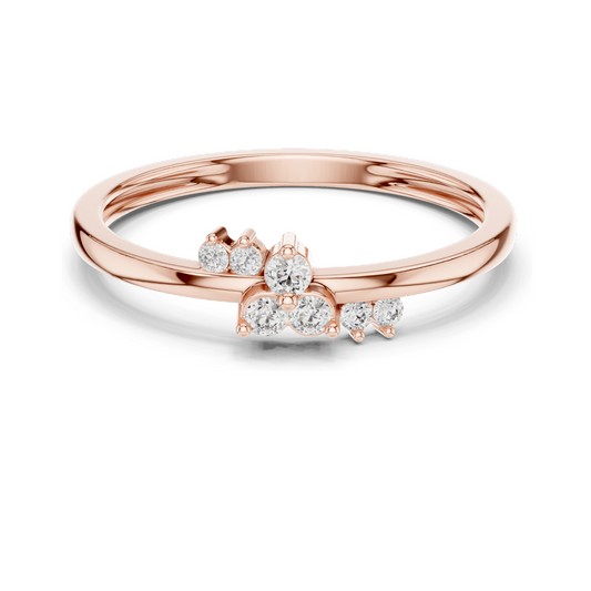 0.086 CT Round Cut Lab Diamond Floral Ring for Women | VVS-VS EF Clarity | 18KT, 14KT, 10KT Gold & 925 Silver | Rose, Yellow, White Gold | Moissanite Option