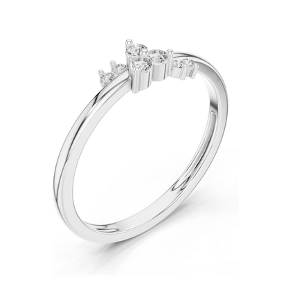 0.086 CT Round Cut Lab Diamond Floral Ring for Women | VVS-VS EF Clarity | 18KT, 14KT, 10KT Gold & 925 Silver | Rose, Yellow, White Gold | Moissanite Option