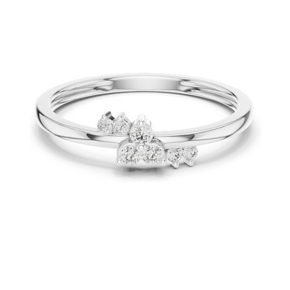 0.086 CT Round Cut Lab Diamond Floral Ring for Women | VVS-VS EF Clarity | 18KT, 14KT, 10KT Gold & 925 Silver | Rose, Yellow, White Gold | Moissanite Option