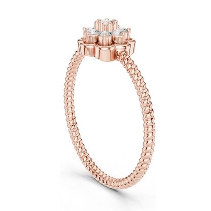 0.135 CT Lab Diamond Flower Ring for Women | VVS-VS EF Clarity | 18KT, 14KT, 10KT Gold & 925 Silver | Rose, Yellow, White Gold & Moissanite Options