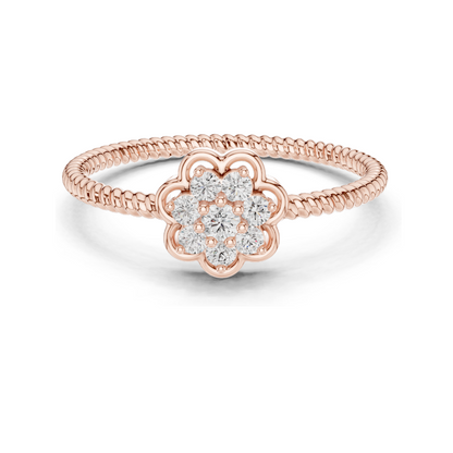 0.135 CT Lab Diamond Flower Ring for Women | VVS-VS EF Clarity | 18KT, 14KT, 10KT Gold & 925 Silver | Rose, Yellow, White Gold & Moissanite Options