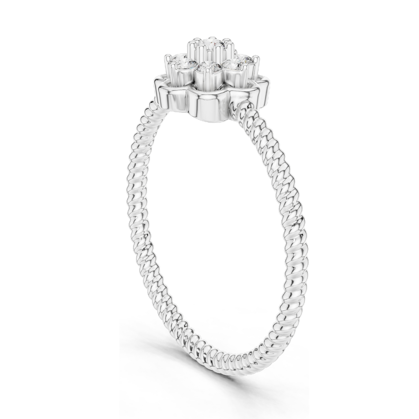 0.135 CT Lab Diamond Flower Ring for Women | VVS-VS EF Clarity | 18KT, 14KT, 10KT Gold & 925 Silver | Rose, Yellow, White Gold & Moissanite Options