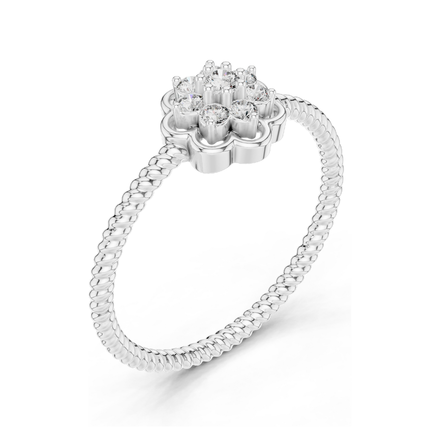 0.135 CT Lab Diamond Flower Ring for Women | VVS-VS EF Clarity | 18KT, 14KT, 10KT Gold & 925 Silver | Rose, Yellow, White Gold & Moissanite Options