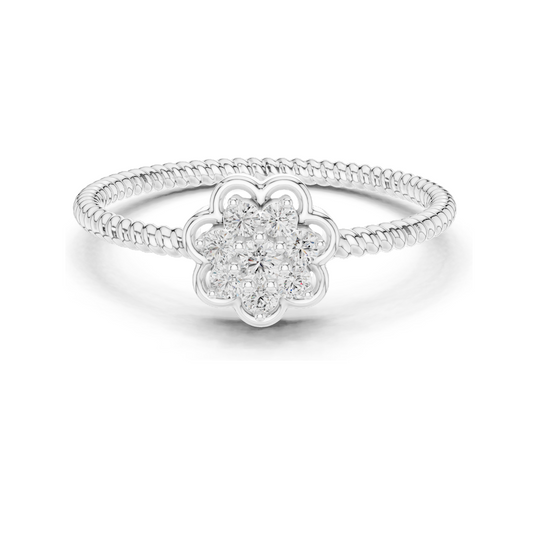 0.135 CT Lab Diamond Flower Ring for Women | VVS-VS EF Clarity | 18KT, 14KT, 10KT Gold & 925 Silver | Rose, Yellow, White Gold & Moissanite Options