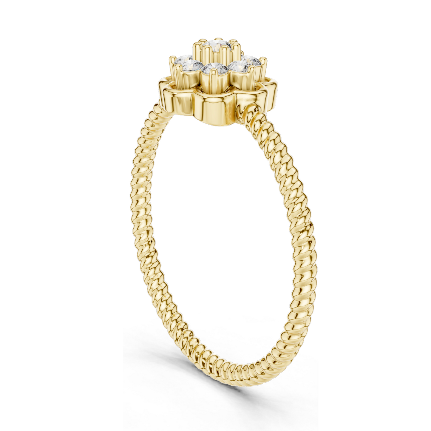 0.135 CT Lab Diamond Flower Ring for Women | VVS-VS EF Clarity | 18KT, 14KT, 10KT Gold & 925 Silver | Rose, Yellow, White Gold & Moissanite Options