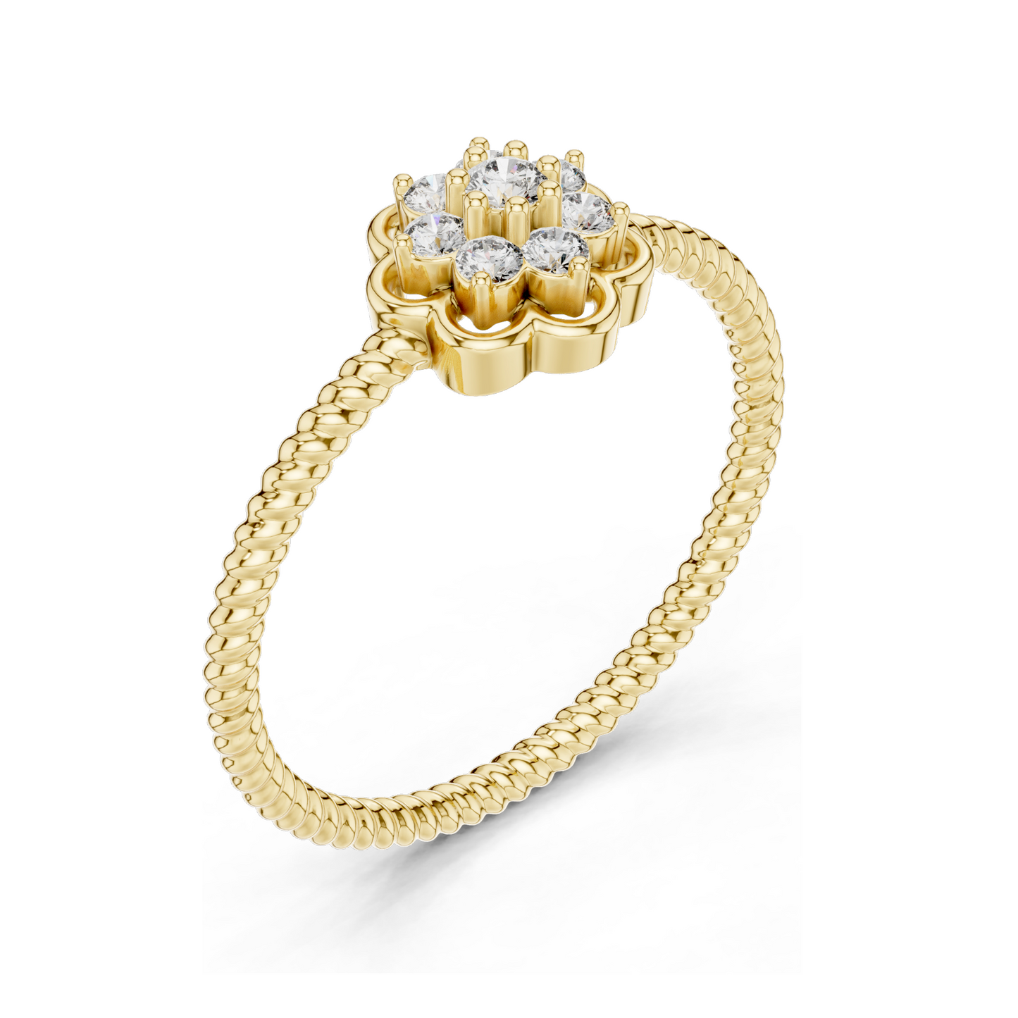 0.135 CT Lab Diamond Flower Ring for Women | VVS-VS EF Clarity | 18KT, 14KT, 10KT Gold & 925 Silver | Rose, Yellow, White Gold & Moissanite Options