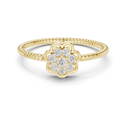 0.135 CT Lab Diamond Flower Ring for Women | VVS-VS EF Clarity | 18KT, 14KT, 10KT Gold & 925 Silver | Rose, Yellow, White Gold & Moissanite Options