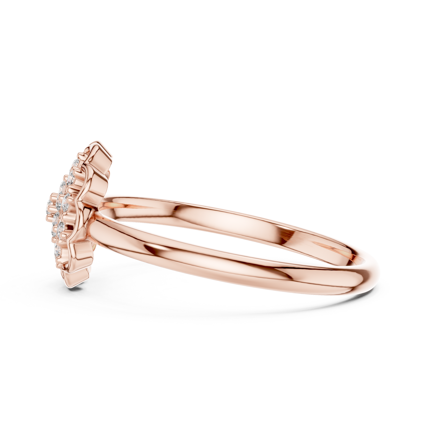 0.085 CT Lab Diamond Floral Ring for Women | VVS-VS EF Clarity | 18KT, 14KT, 10KT Gold & 925 Silver | Rose, Yellow, White Gold & Moissanite Options