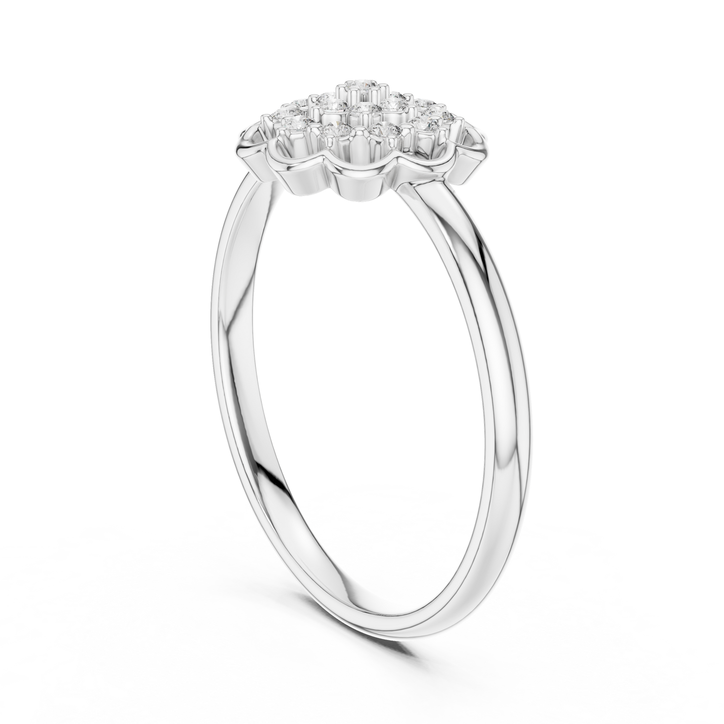 0.085 CT Lab Diamond Floral Ring for Women | VVS-VS EF Clarity | 18KT, 14KT, 10KT Gold & 925 Silver | Rose, Yellow, White Gold & Moissanite Options