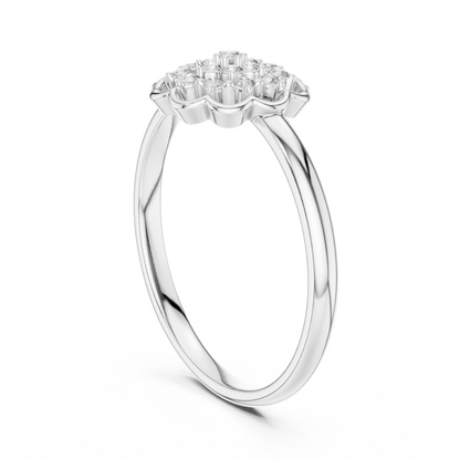 0.085 CT Lab Diamond Floral Ring for Women | VVS-VS EF Clarity | 18KT, 14KT, 10KT Gold & 925 Silver | Rose, Yellow, White Gold & Moissanite Options