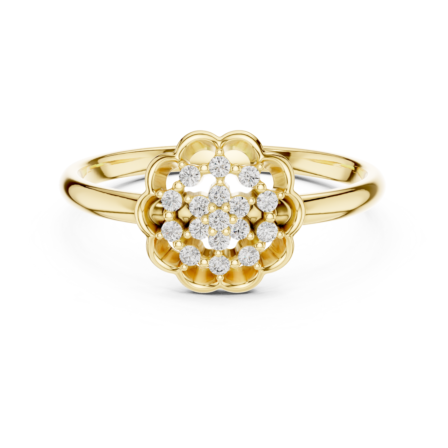 0.085 CT Lab Diamond Floral Ring for Women | VVS-VS EF Clarity | 18KT, 14KT, 10KT Gold & 925 Silver | Rose, Yellow, White Gold & Moissanite Options