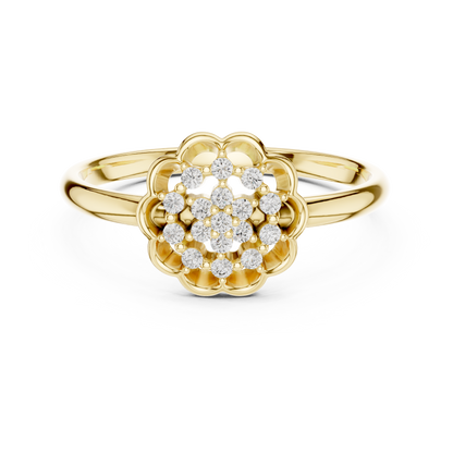 0.085 CT Lab Diamond Floral Ring for Women | VVS-VS EF Clarity | 18KT, 14KT, 10KT Gold & 925 Silver | Rose, Yellow, White Gold & Moissanite Options