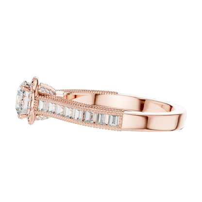 1.43 CT Round Cut Lab Diamond Halo Engagement Ring for Women | VVS-VS EF CVD | 18KT, 14KT, 10KT Gold & 925 Silver | Rose, Yellow, White Gold & Moissanite Options