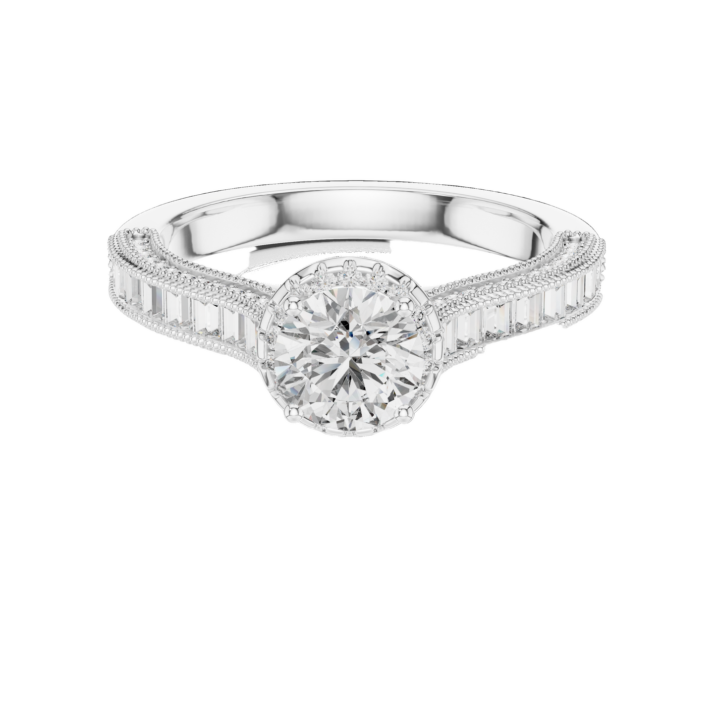 1.43 CT Round Cut Lab Diamond Halo Engagement Ring for Women | VVS-VS EF CVD | 18KT, 14KT, 10KT Gold & 925 Silver | Rose, Yellow, White Gold & Moissanite Options