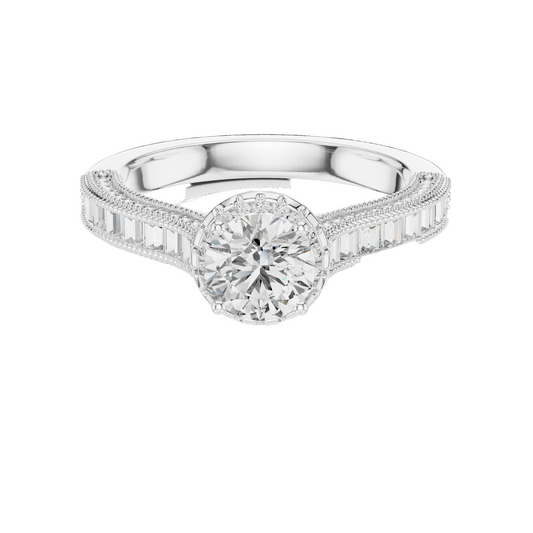 1.43 CT Round Cut Lab Diamond Halo Engagement Ring for Women | VVS-VS EF CVD | 18KT, 14KT, 10KT Gold & 925 Silver | Rose, Yellow, White Gold & Moissanite Options