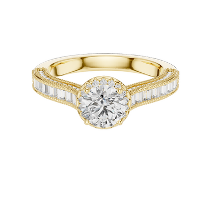 1.43 CT Round Cut Lab Diamond Halo Engagement Ring for Women | VVS-VS EF CVD | 18KT, 14KT, 10KT Gold & 925 Silver | Rose, Yellow, White Gold & Moissanite Options