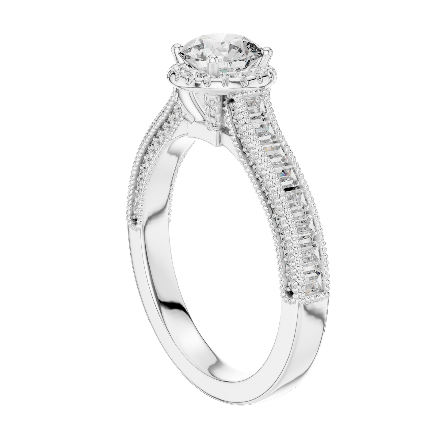 1.43 CT Round Cut Lab Diamond Halo Engagement Ring for Women | VVS-VS EF CVD | 18KT, 14KT, 10KT Gold & 925 Silver | Rose, Yellow, White Gold & Moissanite Options