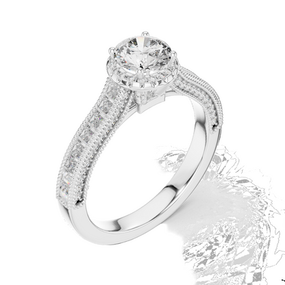 1.43 CT Round Cut Lab Diamond Halo Engagement Ring for Women | VVS-VS EF CVD | 18KT, 14KT, 10KT Gold & 925 Silver | Rose, Yellow, White Gold & Moissanite Options