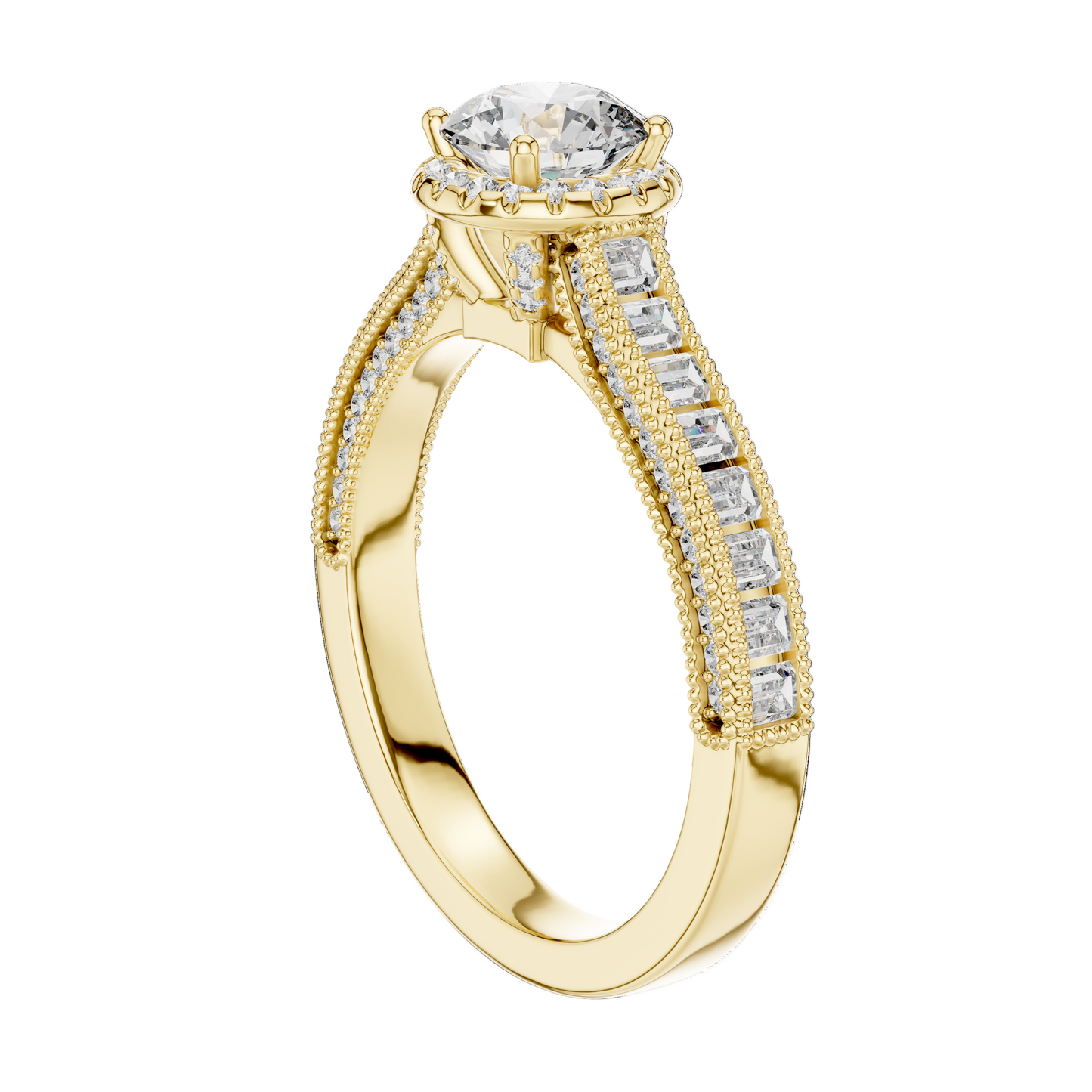 1.43 CT Round Cut Lab Diamond Halo Engagement Ring for Women | VVS-VS EF CVD | 18KT, 14KT, 10KT Gold & 925 Silver | Rose, Yellow, White Gold & Moissanite Options