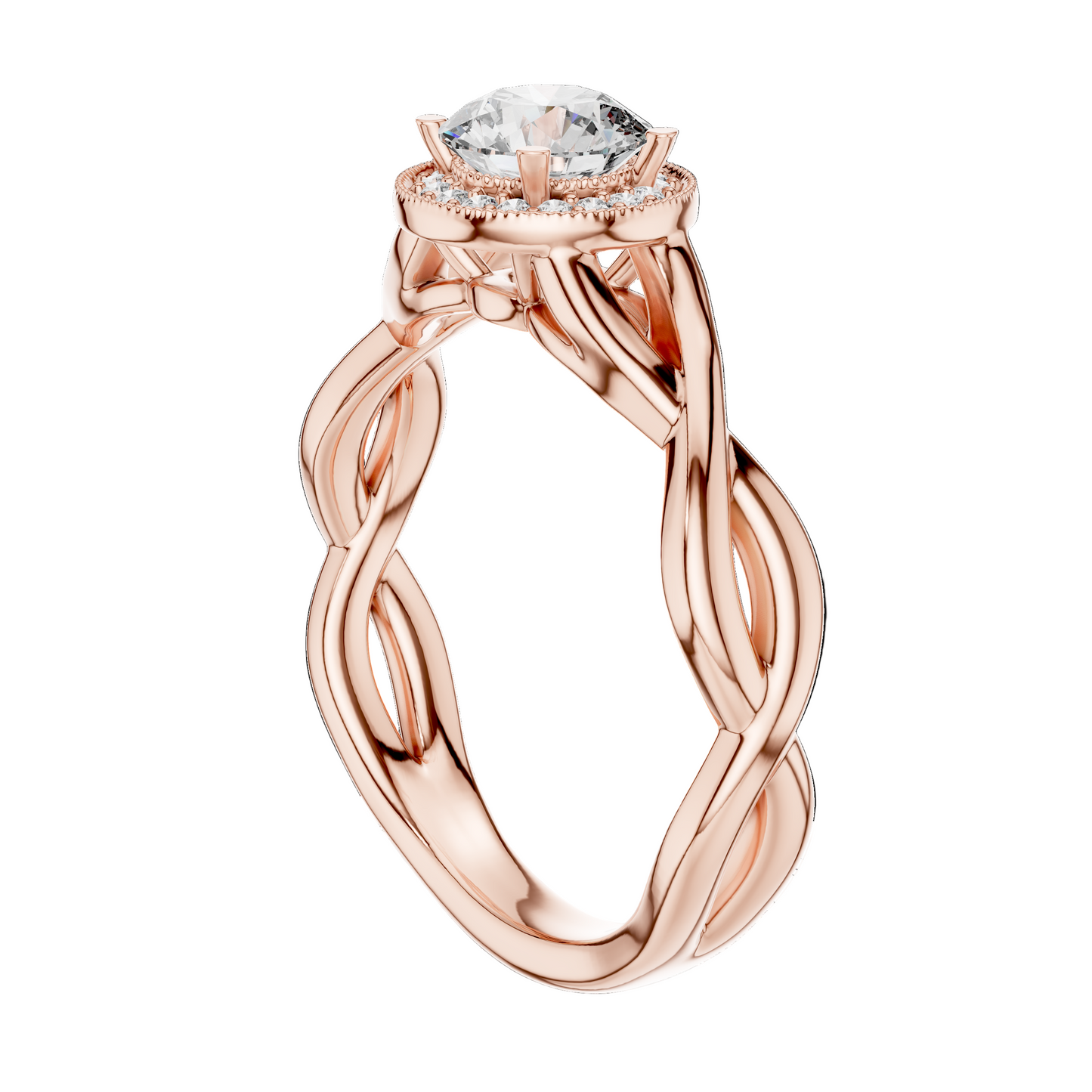0.79 CT Round Cut Lab Diamond Halo Engagement Ring for Women | VVS-VS EF CVD | 18KT, 14KT, 10KT Gold & 925 Silver | Rose, Yellow, White Gold & Moissanite Options