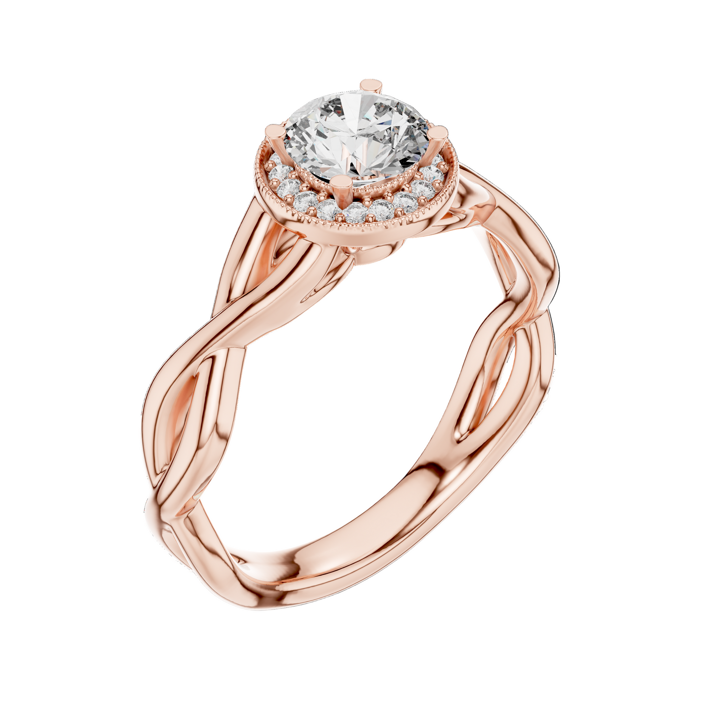 0.79 CT Round Cut Lab Diamond Halo Engagement Ring for Women | VVS-VS EF CVD | 18KT, 14KT, 10KT Gold & 925 Silver | Rose, Yellow, White Gold & Moissanite Options