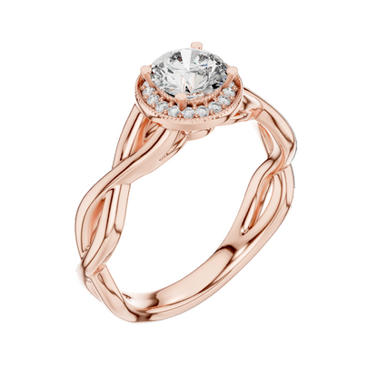 0.79 CT Round Cut Lab Diamond Halo Engagement Ring for Women | VVS-VS EF CVD | 18KT, 14KT, 10KT Gold & 925 Silver | Rose, Yellow, White Gold & Moissanite Options
