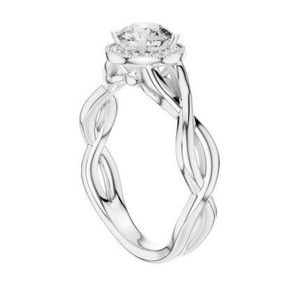 0.79 CT Round Cut Lab Diamond Halo Engagement Ring for Women | VVS-VS EF CVD | 18KT, 14KT, 10KT Gold & 925 Silver | Rose, Yellow, White Gold & Moissanite Options