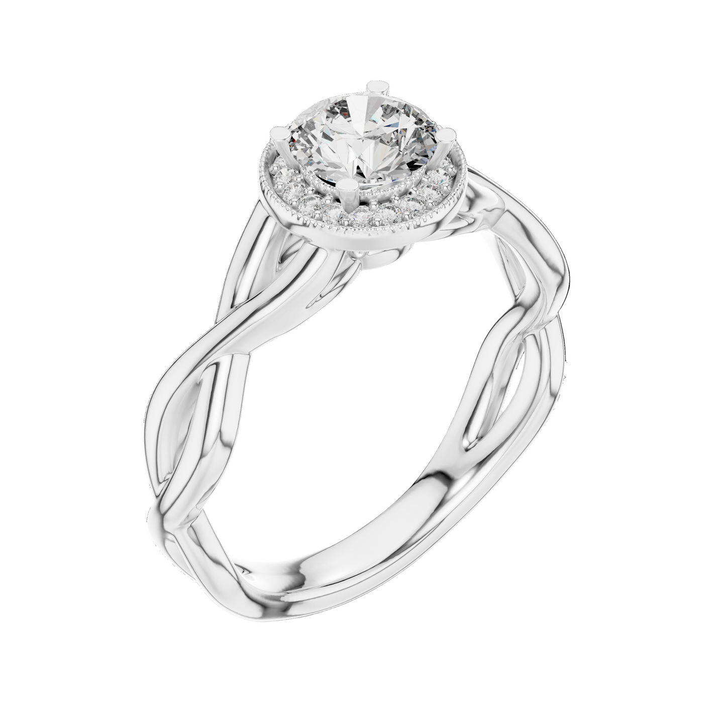 0.79 CT Round Cut Lab Diamond Halo Engagement Ring for Women | VVS-VS EF CVD | 18KT, 14KT, 10KT Gold & 925 Silver | Rose, Yellow, White Gold & Moissanite Options