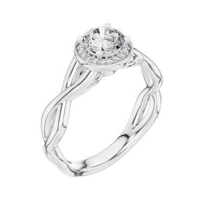 0.79 CT Round Cut Lab Diamond Halo Engagement Ring for Women | VVS-VS EF CVD | 18KT, 14KT, 10KT Gold & 925 Silver | Rose, Yellow, White Gold & Moissanite Options