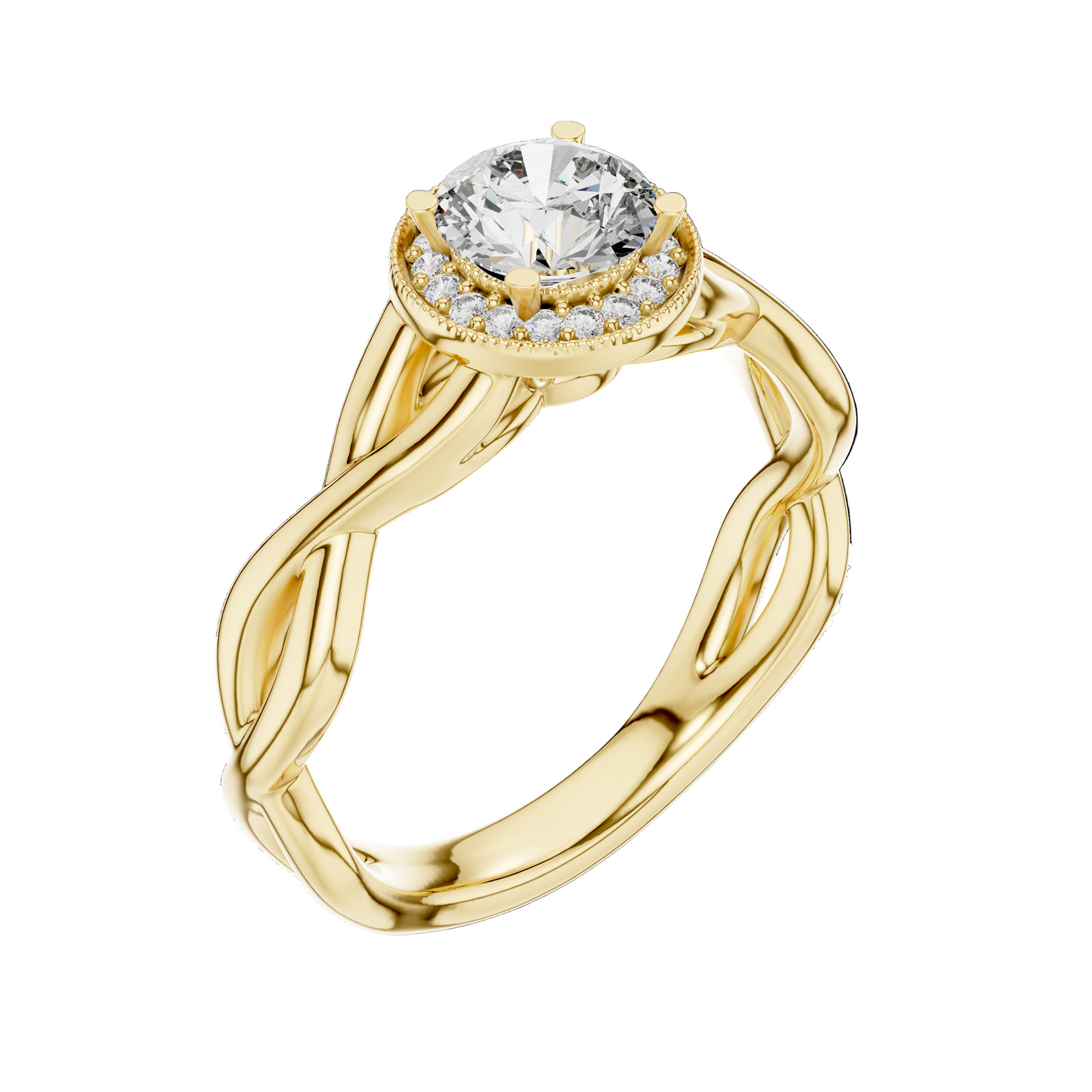 0.79 CT Round Cut Lab Diamond Halo Engagement Ring for Women | VVS-VS EF CVD | 18KT, 14KT, 10KT Gold & 925 Silver | Rose, Yellow, White Gold & Moissanite Options