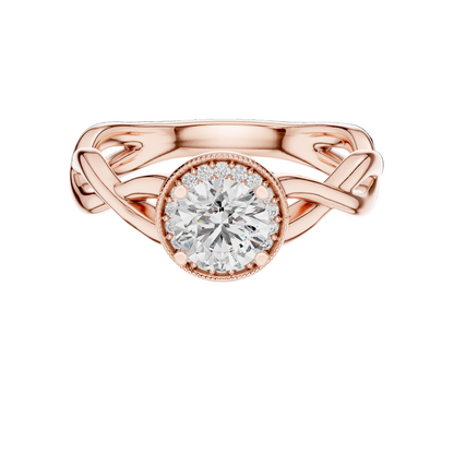 0.79 CT Round Lab Diamond Engagement Ring | Rose Yellow White Gold | VVS Clarity | Ethical Bridal Ring