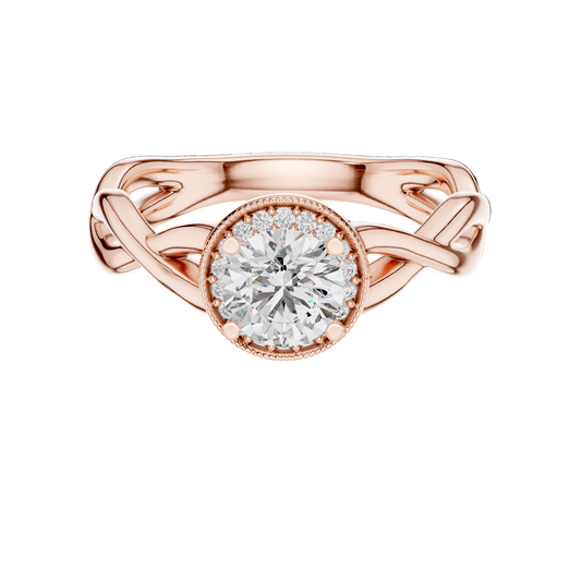 0.79 CT Round Cut Lab Diamond Halo Engagement Ring for Women | VVS-VS EF CVD | 18KT, 14KT, 10KT Gold & 925 Silver | Rose, Yellow, White Gold & Moissanite Options
