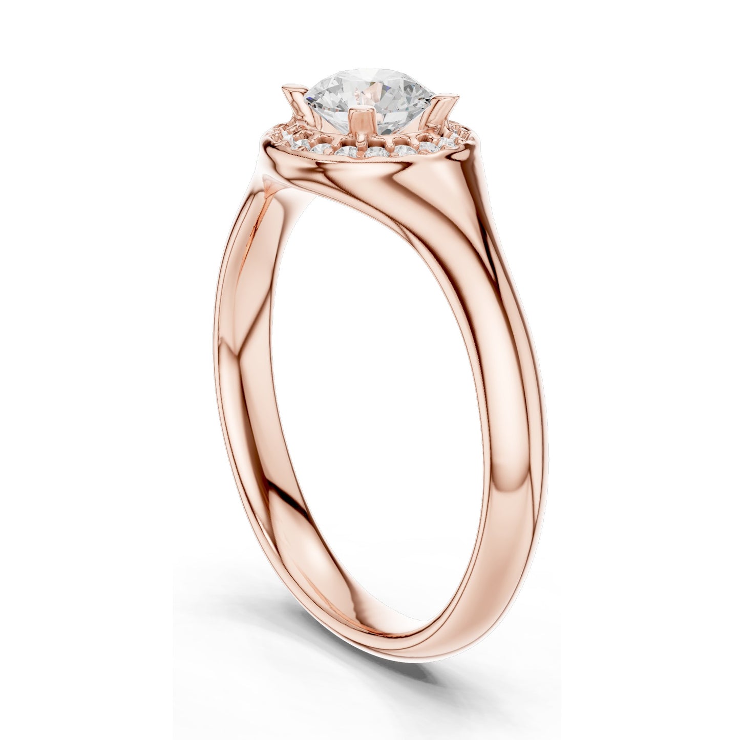 0.59 CT Round Brilliant Lab Diamond Halo Ring for Women | VVS-VS EF Clarity | 18KT, 14KT, 10KT Gold & 925 Silver | Moissanite & Rose, Yellow, White Gold Options