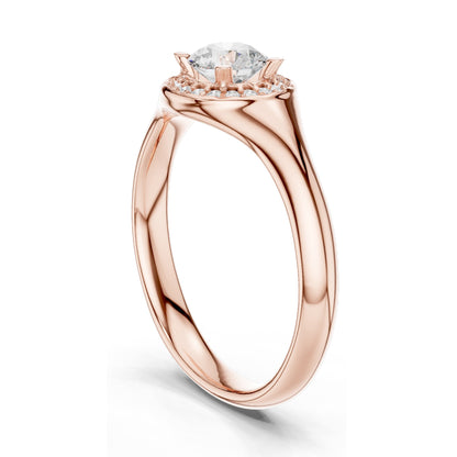 0.59 CT Round Brilliant Lab Diamond Halo Ring for Women | VVS-VS EF Clarity | 18KT, 14KT, 10KT Gold & 925 Silver | Moissanite & Rose, Yellow, White Gold Options