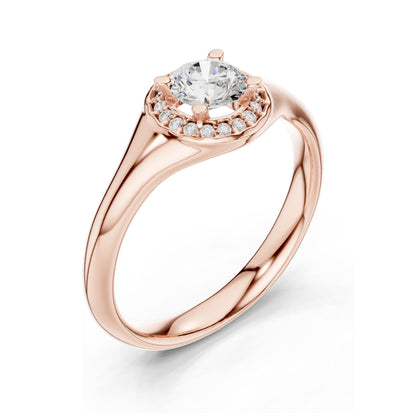 0.59 CT Round Brilliant Lab Diamond Halo Ring for Women | VVS-VS EF Clarity | 18KT, 14KT, 10KT Gold & 925 Silver | Moissanite & Rose, Yellow, White Gold Options