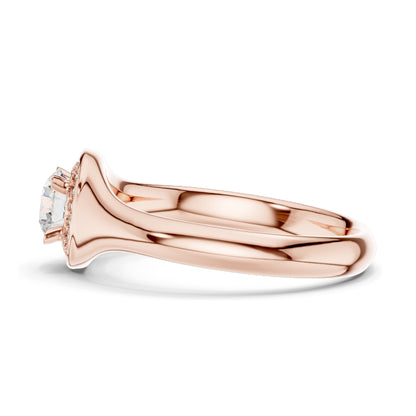 0.59 CT Round Brilliant Lab Diamond Halo Ring for Women | VVS-VS EF Clarity | 18KT, 14KT, 10KT Gold & 925 Silver | Moissanite & Rose, Yellow, White Gold Options