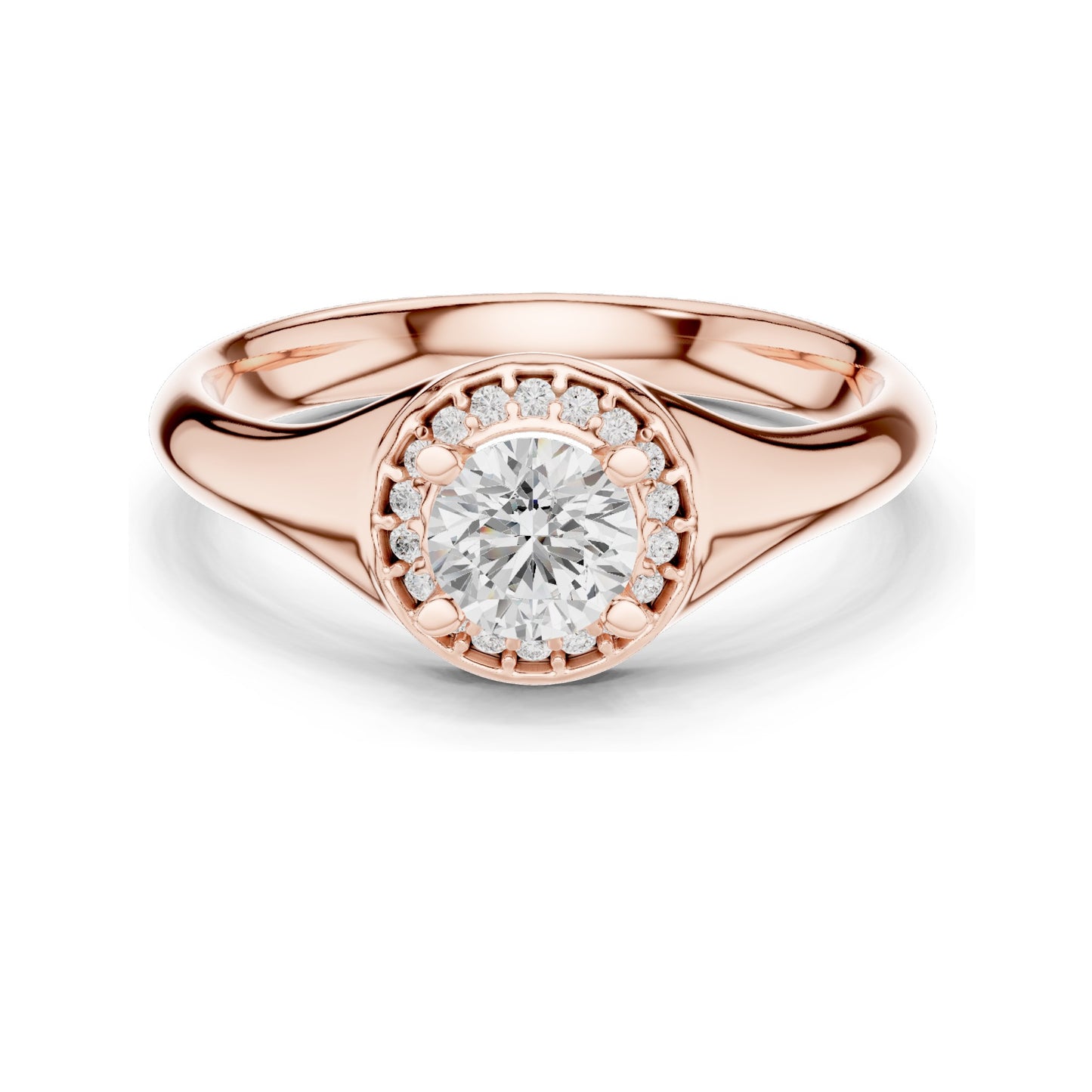 0.59 CT Round Brilliant Lab Diamond Halo Ring for Women | VVS-VS EF Clarity | 18KT, 14KT, 10KT Gold & 925 Silver | Moissanite & Rose, Yellow, White Gold Options